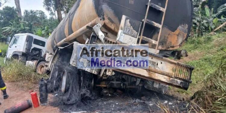 N’zérékoré : un camion-citerne prend feu à Kèlèmènda, aucun blessé enregistré