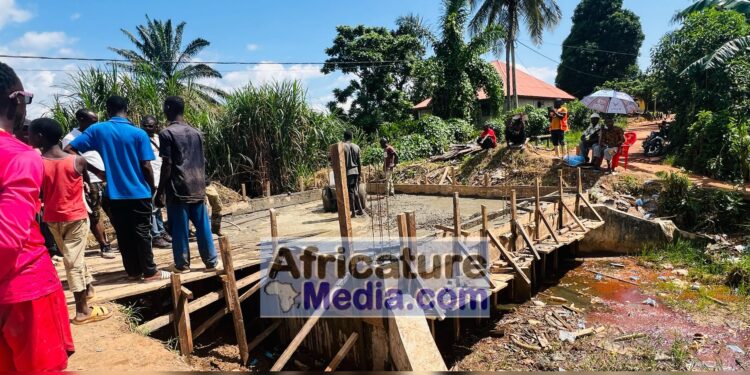 Guéckédou : Les habitants de Farako 2 se mobilisent pour achever un pont abandonné depuis deux ans