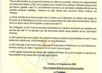 Web TV en Guinée : la HAC rappelle les exigences du cadre légal