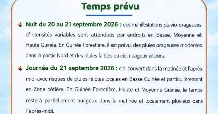 Guinée : l’ANM prévoit des pluies dans plusieurs régions