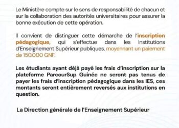 Guinée : la validation de l’inscription sur ParcourSup, une condition pour percevoir la bourse d’entretien