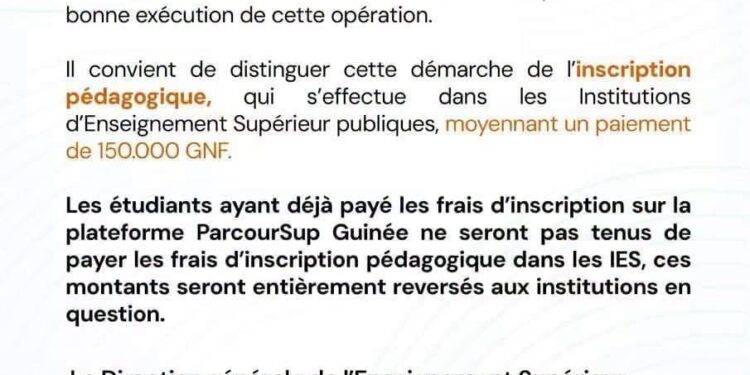 Guinée : la validation de l’inscription sur ParcourSup, une condition pour percevoir la bourse d’entretien